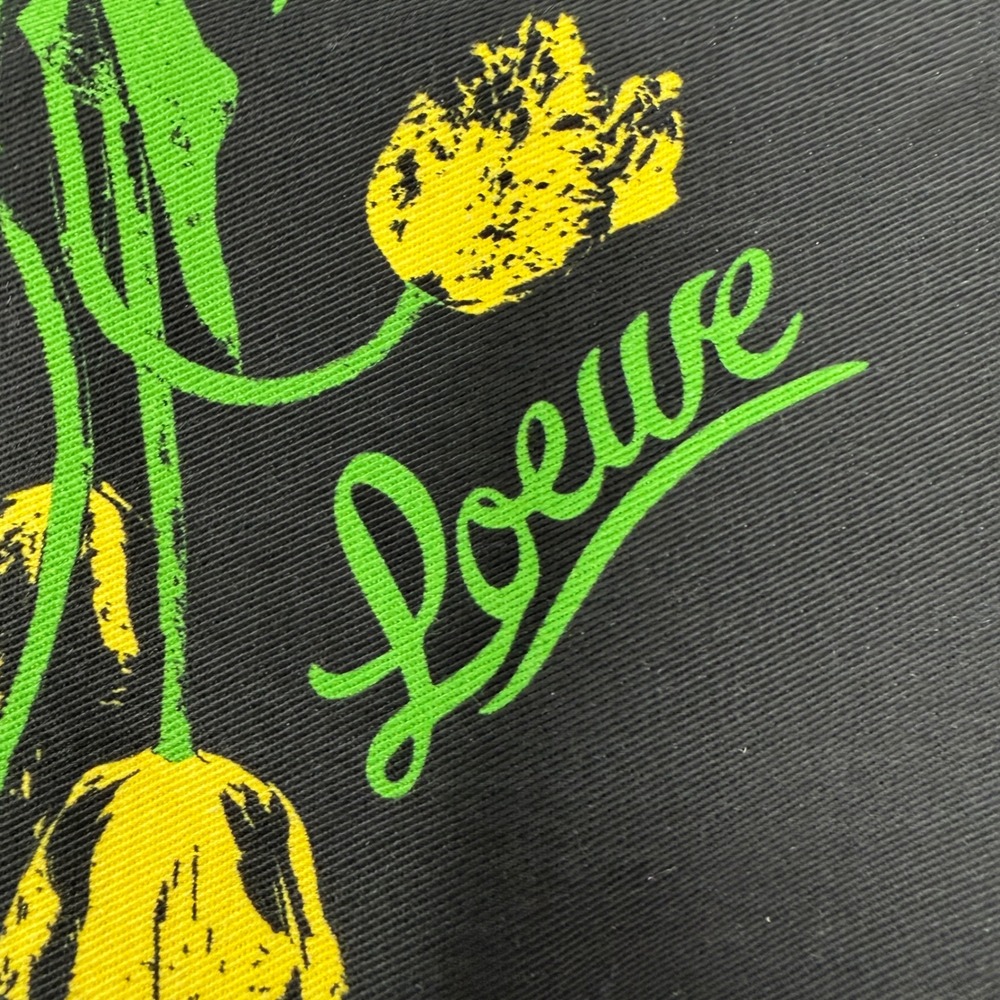 LOEWE Black Canvas Yellow Floral Tulip Drawstring Pouch Bag FLAWED - Picture 12 of 16